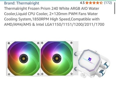 Thermalright Frozen Prism 240 ARGB AIO Water Cooler, 2x120mm Fans