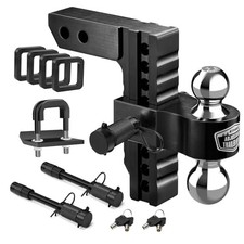 Adjustable Trailer Hitch Fit 2 Inch Receiver, Dual Solid 8" Drop Hitch Black