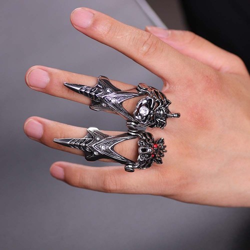Jewelry Skull Finger Ring Men Armour Rings Ghost Knuckle Ring Drangon Ring - Picture 5 of 12