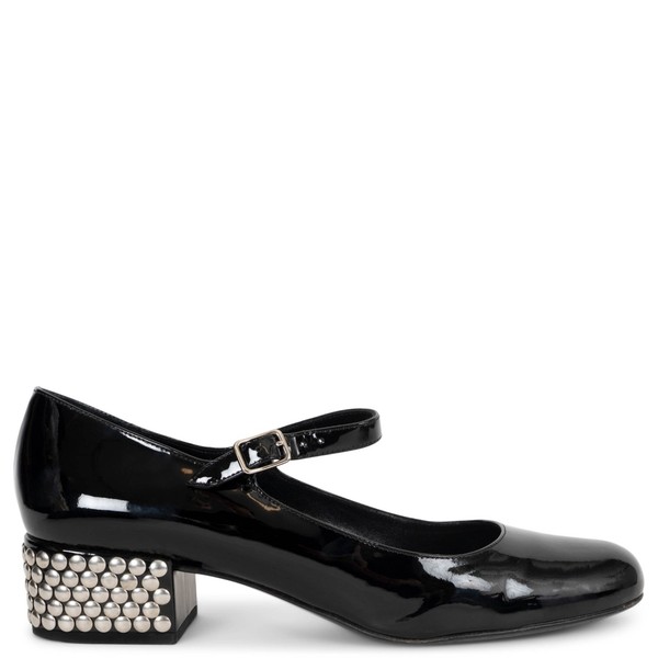 73505 authentische SAINT LAURENT schwarze Lack BABYS NIETEN MARY JANE Pumps Schuhe 39