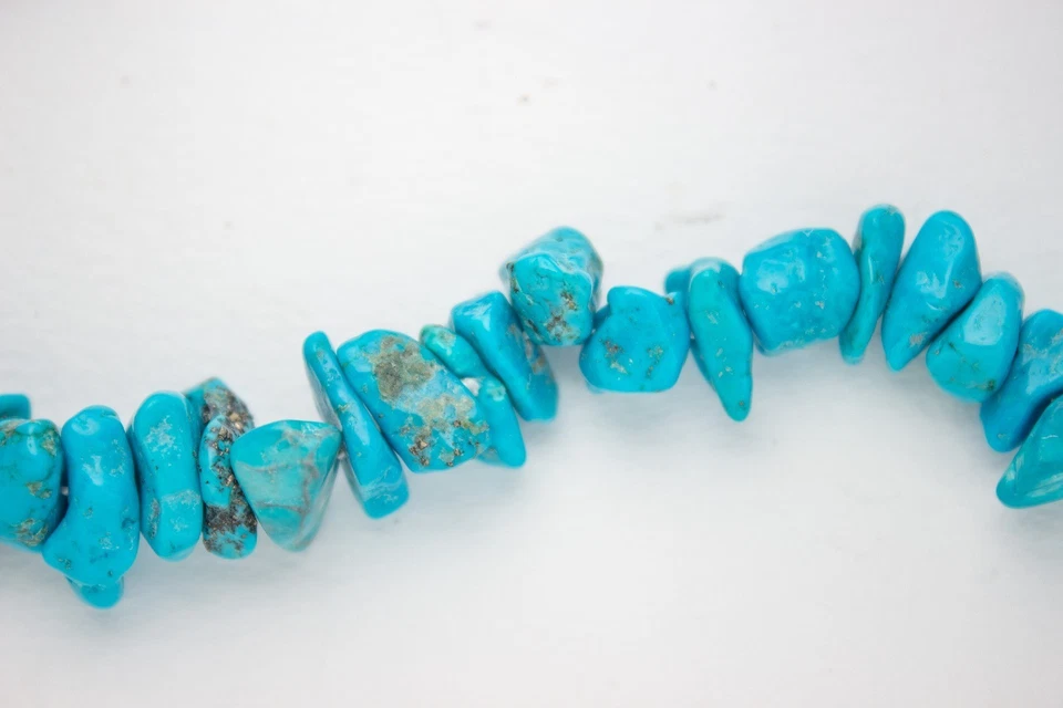 COLLANA TURCHESE Naturale  60 Cm chiusura Argento  - Immagine 2 di 4