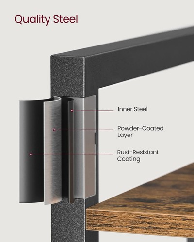 5-Tier Bookshelf, Bookcase with Steel Frame, Book Shelf for Living Room, Home... - Picture 5 of 9