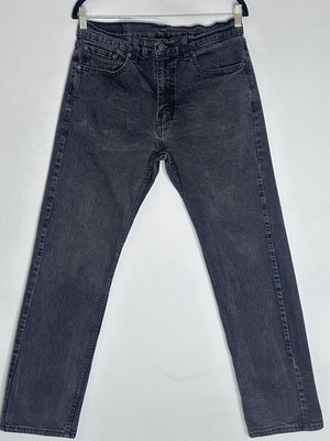Levis 505 Jeans Herren W32 L31 Faded Schwarz Grau Straight Leg Denim Grunge
