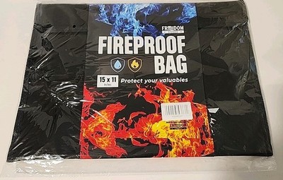 Freedom FireProof Document Or Money Bag 15'' X 11'' Protect Your Valuables