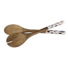 Fisch-Strudel Salatbesteck / Servierbesteck / Servierl&ouml;ffel aus Holz 10 x 40 cm