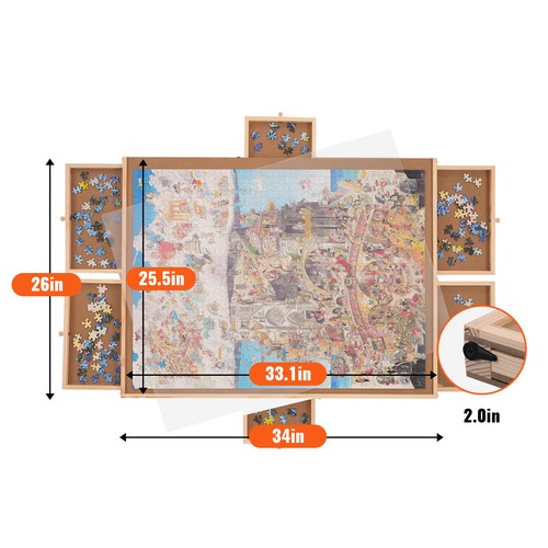 Uimoso 1500 Piece Puzzle Board Drawer Cover Portable Wooden Jigsaw 32.7"x24.6" - Picture 8 of 12