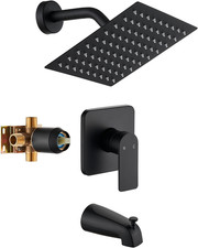 Matte Black Tub Shower Faucet Set with 8-Inch Rainfall Shower Head  Valve