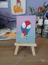 ACEO Original, Melting Spider-Man, Acrylic Painting by Starmie_Stormy