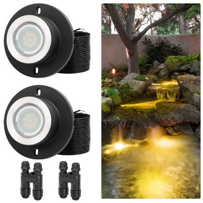 HIBOITEC 3W Pond Lights LED Underwater, 2700K Warm White, IP68 2 Pack, 