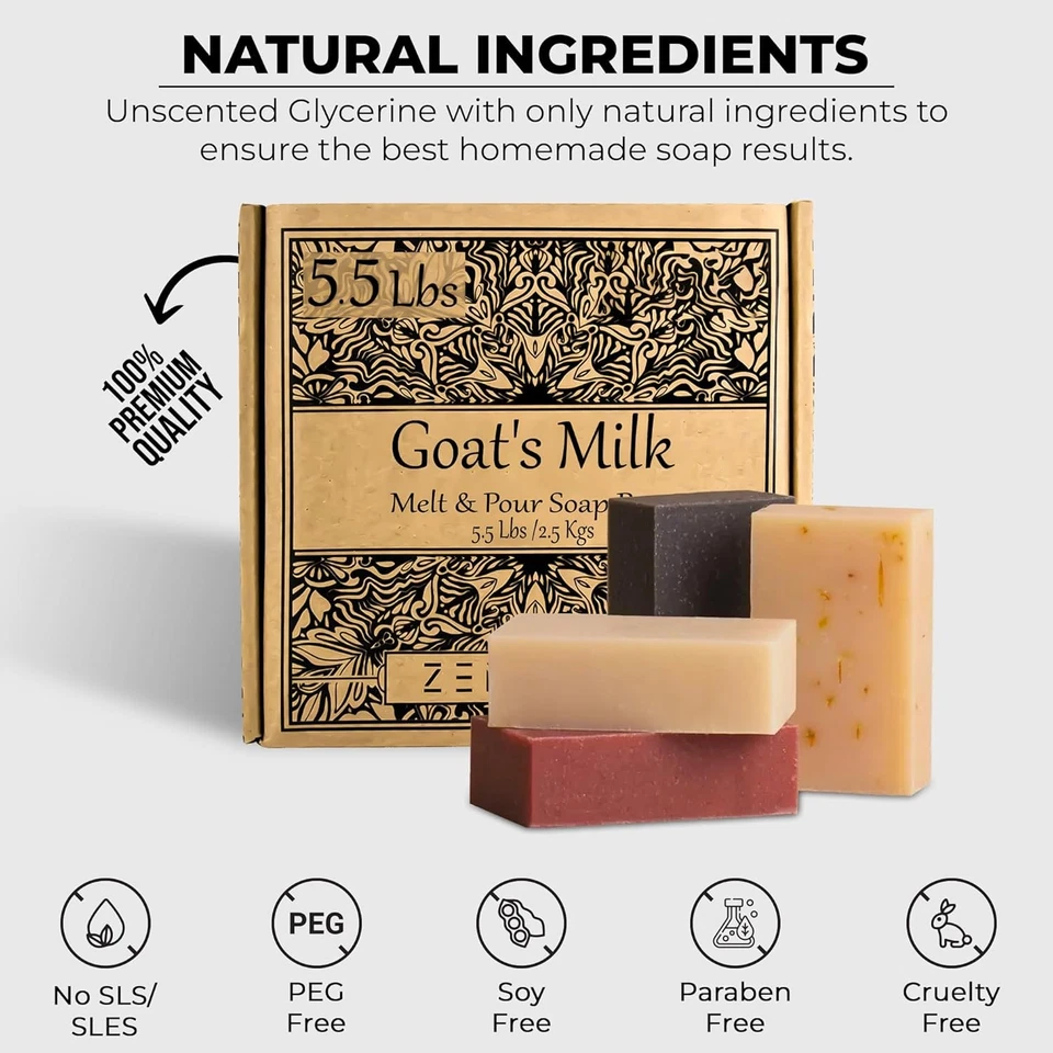 5.5 LB - Goats Milk Soap Base | Melt and Pour Supplies Kit for Soap Making, SLS/ - Imagem 2 de 4