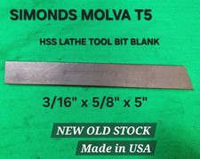 Simonds Molva T5 Hss Lathe Tool Bit Blank 3/16" X 5/8" X 5" NEW OLD STOCK USA
