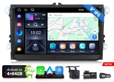 VWX7A Android Auto 14 4+64GB 9'' für VW Tiguan Autoradio Radio CarPlay Navigation