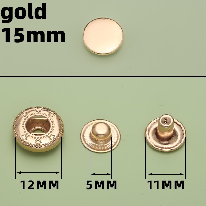 10Set Metal Snap Flat Buttons Retro Clasp Buckle Fastener Accessories Crafts