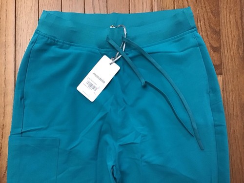 New Mandala Medium Teal High Waist Scrub Jogger Tall Pants Set, V-neck (Z8-1) - Picture 6 of 15