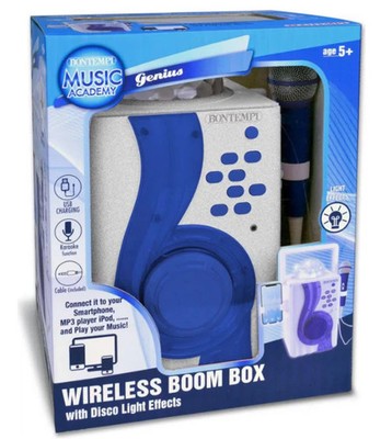Bontempi Wireless Karaoke Boom Box mit Disco Licht - 23 x 10 x 28 cm - Weiß mit