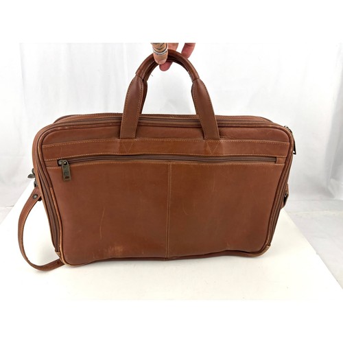 VTG Brown Leather Briefcase Portfolio Folio Laptop Case Carrying Travel - Picture 2 of 18