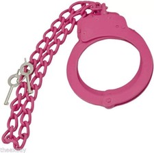 Pink Double Locking Metal Handcuffs with 2 Keys  Heavy Duty Cuffs Large Chain