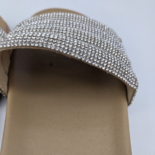 Steve Madden flache Damen-Pantolette silberfarben Strass Größe 8,5 glitzernder Glitzer - Bild 4 von 10