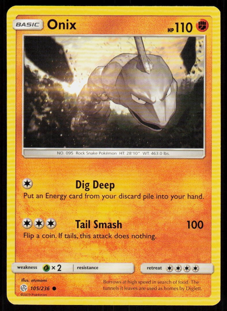 Onix 105/236 Common Cosmic Eclipse Pokemon Near Mint