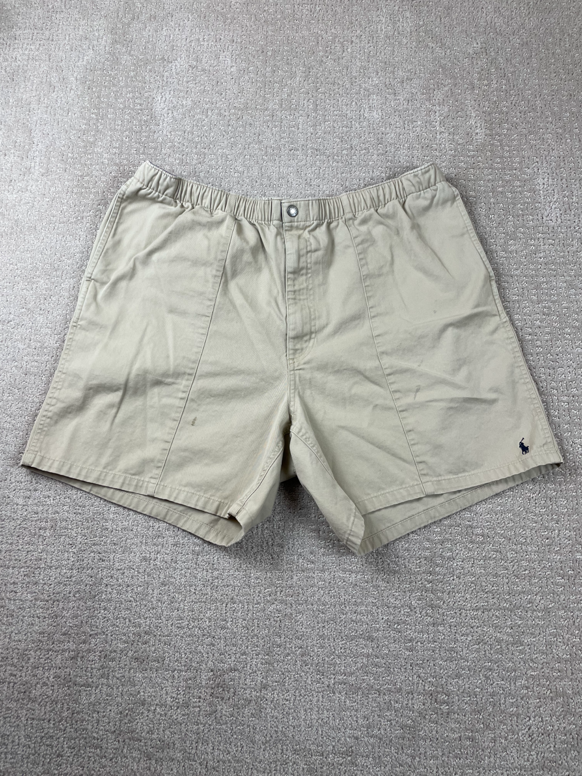 VTG Polo Ralph Lauren Shorts Mens 2XL Beige Cotton Elastic Waist Chino Classic