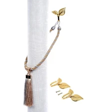 Curtain Tassel Tie Napoleon Style Fastener with 2 Hooks Grey 2 Ties