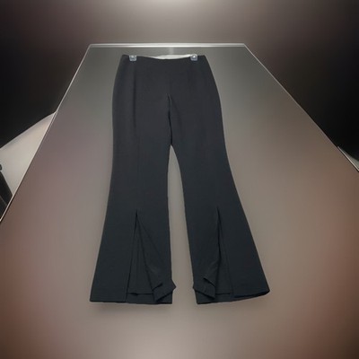 Elie Tahari Black Flare Pants With Front Leg Slits Size 6