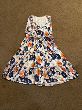 Womans Floral Sleeveless STRETCH Summer Dress Size MEDIUM
