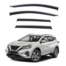 4pcs Smoke Tint with Chrome Trim Outside Mount Tape On/Clip On Style PVC Sun