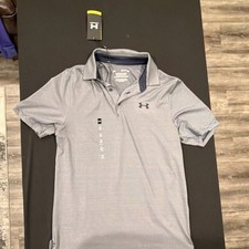 Under Armour UA Playoff 3.0 Stripe Polo Golf Shirt Navy White S Men MSRP 70.00