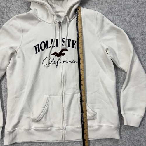 Hollister Womens Large White Full Zip Long Sleeve Casual Sweater Jacket Coat - Picture 3 of 9