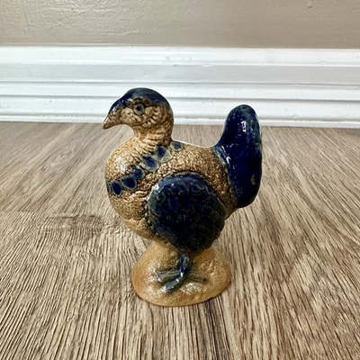 #ad Vintage Beaumont Brothers Pottery Turkey BBP Salt Glaze Blue Bird Fowl Figurine $26.00
