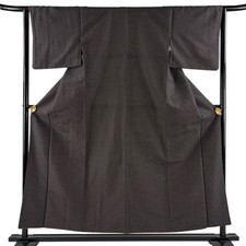 JAPANESE KIMONO TSUMUGI Dark brown 154.5cm 5 ft 1 in PURE SILK AA9127