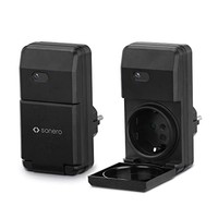 Funksteckdosen Set 2X 1100W, 30M Reichweite, Outdoor, Schwarz, Sonero