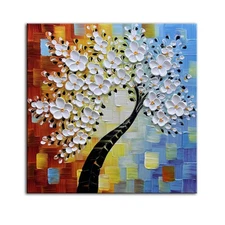 - hand-painted Oil Painting On Canvas white Flowers Paintings Modern Home Int...