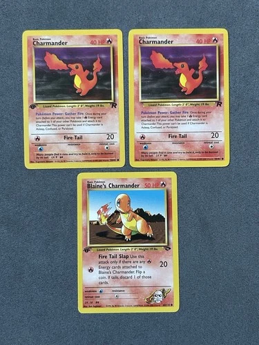 Team Rocket Charmander 50/82 Blaine’s Charmander 60/123 1st edition