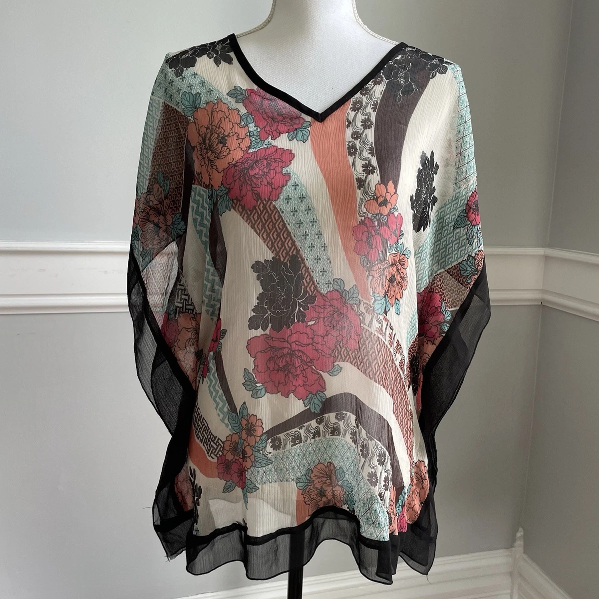 Haut De Grossesse Yogi à Manches Kimono – Imprimé Floral, Taille M, Coton