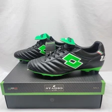 Lotto Stadio OG II FG Soccer Cleats Men Size 9 #215017 All Black / Spring Green