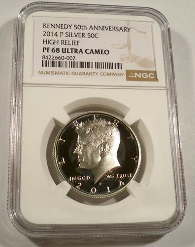 2014-P 50c SILVER NGC PF68 UCAM PROOF KENNEDY HALF DOLLAR 50th ANNIVERSARY