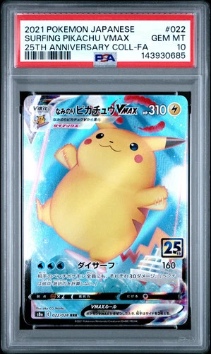 2021 Pokemon Japanese 25th Anniversary Collection Surfing Pikachu PSA 10 #022