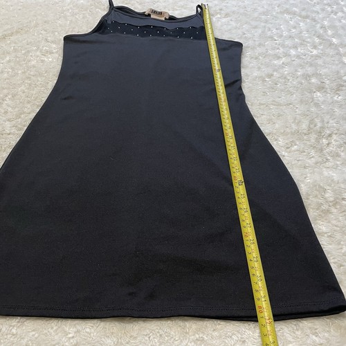Vintage 90s y2k black strass sheer mesh glam grunge goth mini party dress M - Bild 13 von 14