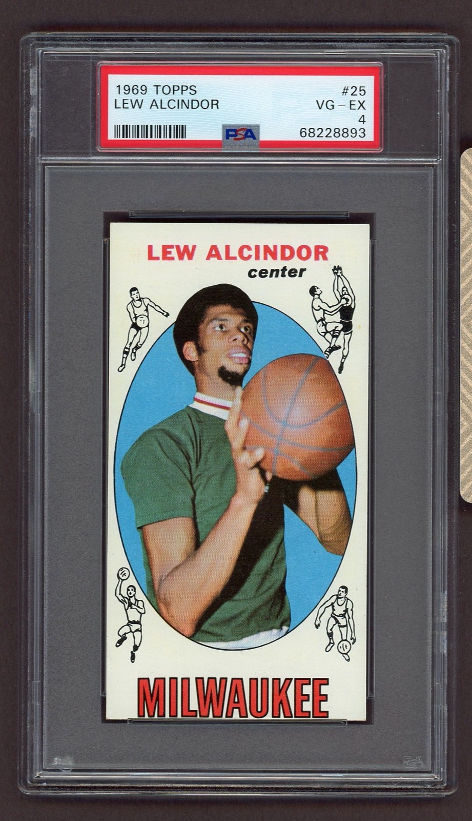 1969 Topps Lew Alcindor Milwaukee Bucks Lakers HOF Rookie RC PSA 4