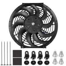 14 inch Universal Slim Fan Push Pull Electric Radiator Cooling 12V 90W Mount Kit