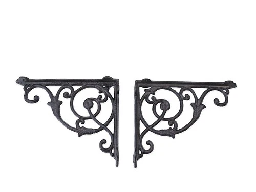 2 Shelf Brackets Shelf Supports Wall Brackets Antique Style Cast Iron Bronze D:22cm (6304)