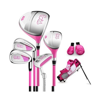 PGM Junior Golf Club Complete Set for Children Kids, 5 Golf Clubs with Stand ...