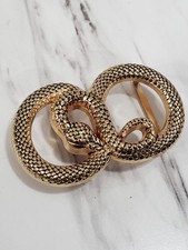 VINTAGE GOLD TONE SNAKE BELT BUCKLE 80s retro statement gothic punk rock