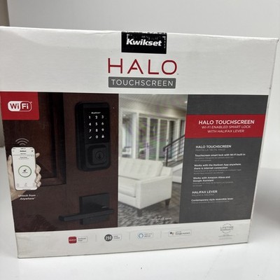 KWIKSET HALO TOUCHSCREEN WI-FI ENABLED SMART LOCK WITH HALIFAX LEVER MATTE BLACK