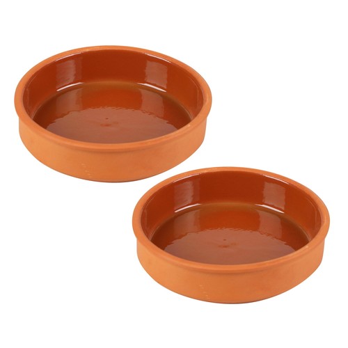 Juego de 2 platos de tapas de terracota cazuelas españolas para servir tazones de oliva esmaltados - Imagen 6 de 20