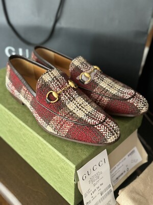 Gucci Jordaan Tweed Loafers Size Gucci 8.5/ US Size 9 New 