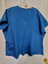 WS Gear Scrub Top Size 2X-Teal/Carribean Blue Mock Wrap-Chest 28"/L 27"