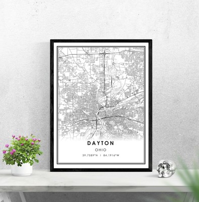 Dayton Map Print Ohio Wall Art Poster City Maps Artwork Ohio Map Gifts Ebay
